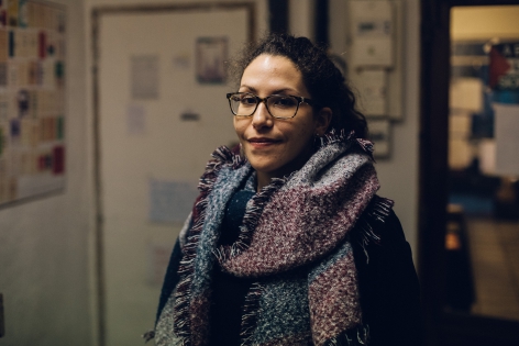  March 7, 2019. Marseille. France.  Inhabitants and shopkeepers of the popular district of Noailles. They have experienced the collapses and have often had to leave their apartments or commercial premises. Here, anger and sadness remain very strong. Here, Anissa, an active member of the November 5th collective that helps victims and displaced people find legal solutions and help each other. On his phone many pictures of his old apartment whose ceiling is collapsing. 7 mars 2019. Marseille. France.  Habitants et commer?ants du quartier populaire de Noailles. Ils ont connus les effondrements et ont souvent du quitter leur appartement ou leur local commercial. Ici, la col?re et la tristesse restent tr?s vives. Ici, Anissa, membre actif du collectif du 5 novembre qui aide les victimes et les d?log?es ? trouver des solutions l?gales et ? s'entraider. Sur son t?l?phone de nombreuses photos de son ancien appartement dont le plafond s'effondre.